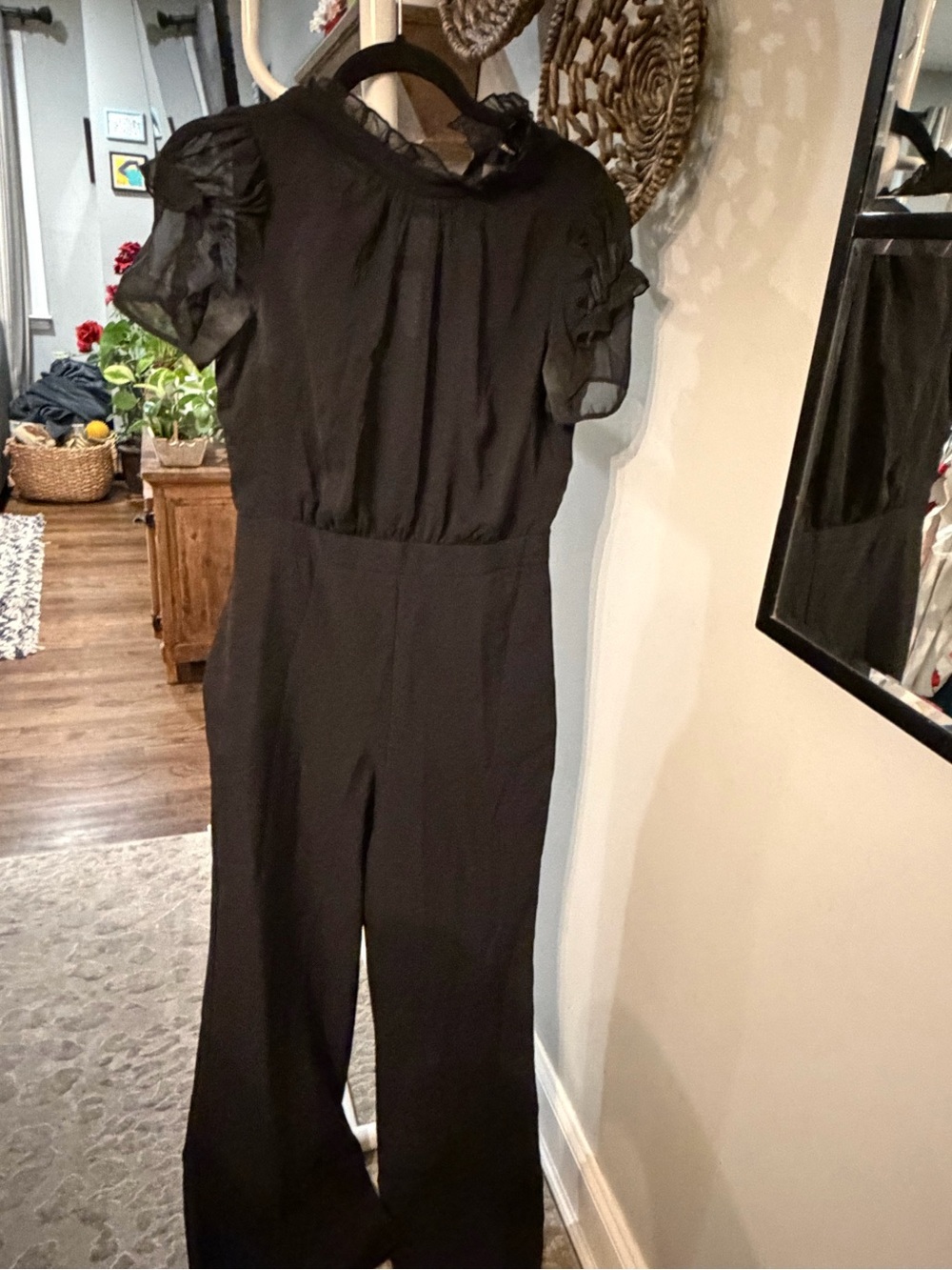 Women's Black Short-Sleeve Wide-Leg Jumpsuit romper size 4